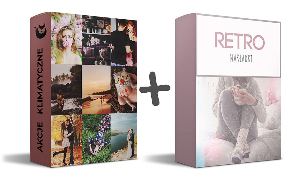 akcje do Photoshopa i retro nakładki | pakiet