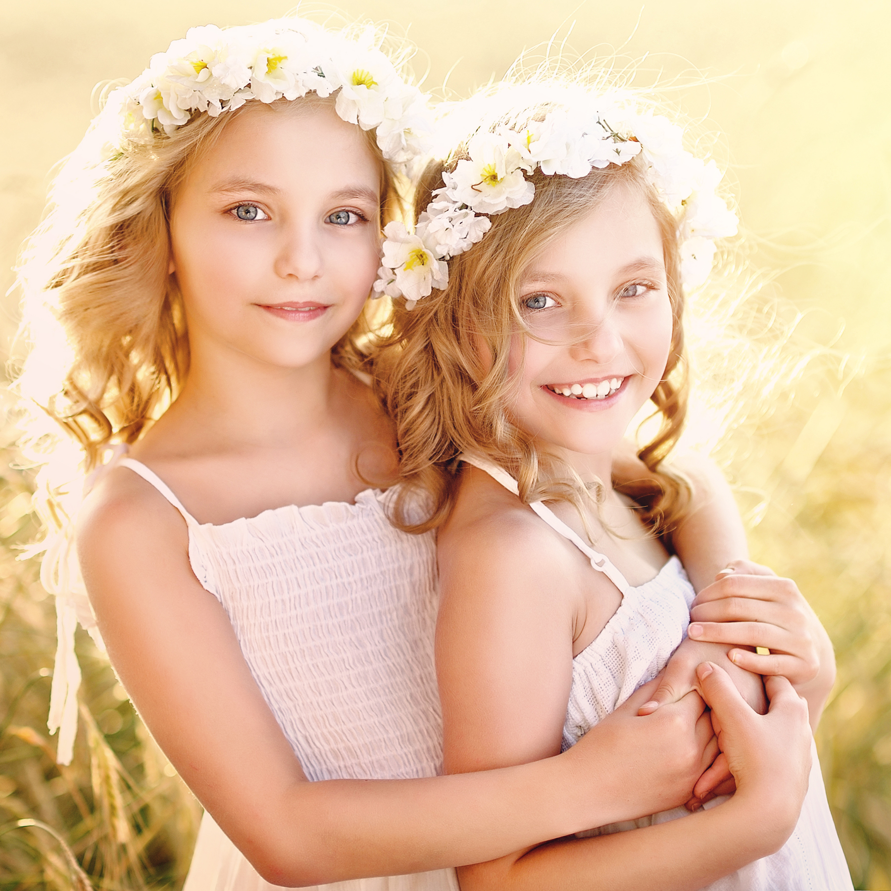 Portrait of two little girls twins Portrait